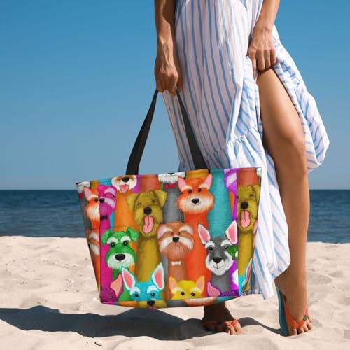 Bolsa de playa con tierno estampado de Schnauzer para amantes de los perros 2