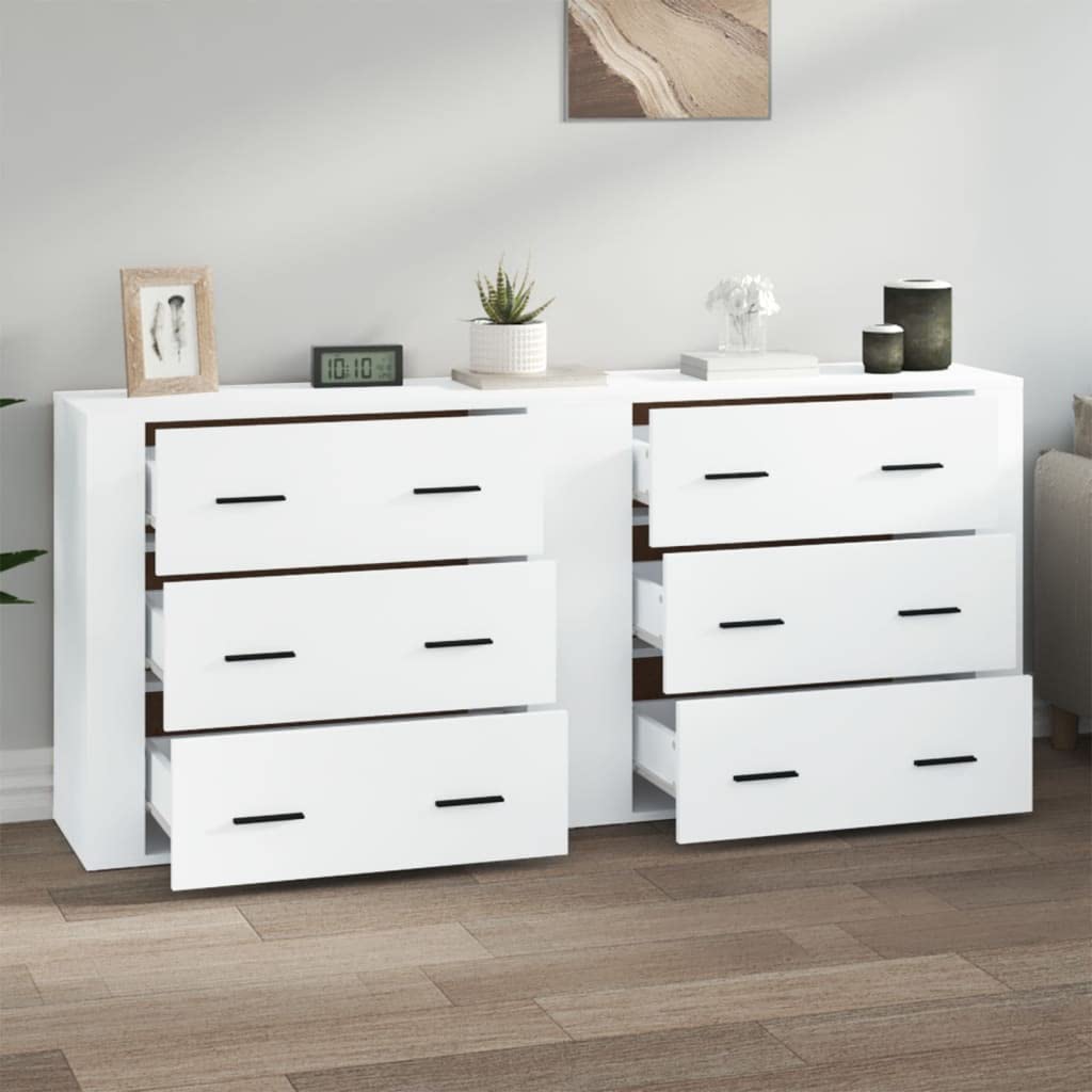 Lot de 2 buffets en bois - Blanc - 80 x 33 x 70 cm