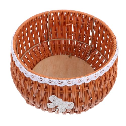 Veemoon Cesta Grande de Mimbre de Imitación de Ratán Color Caqui, Cesta Redonda Tejida para Jardinería y Almacenamiento, Maceta Decorativa Versátil para Interior y Exterior, Adecuado para