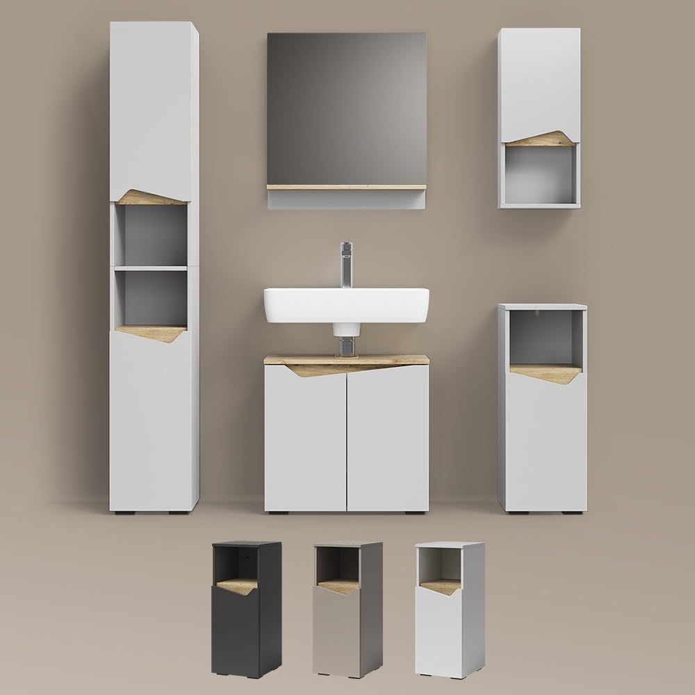 Livinity Badschrank Timavo, Anthrazit, 30 x 67 cm mit Tür und offenem Fach