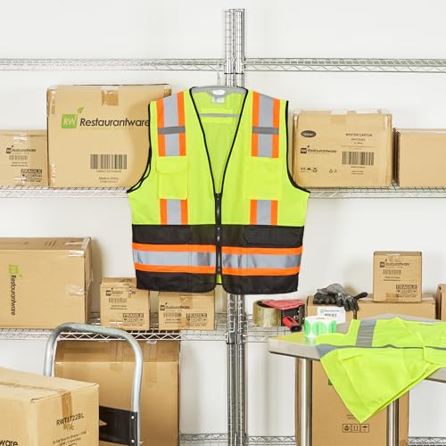 Image of Restaurantware Reflective Safety Vest 20 Count 29.213 x 30.315 Inches High Visibility Multi-Pocket Zipper Front Safety Vest