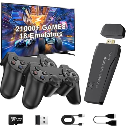 Image of (2025 New TV Gaming System) HDMI Wireless Video Games for TV Gaming Console with Game Stick1080p & 4K Plug & Play 21,000 Games Set for 2 Player with 18 Emulator for Kids & Old School Station Game