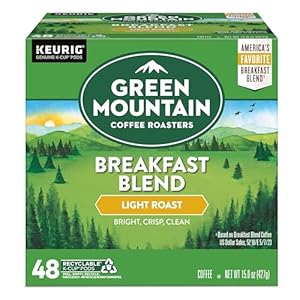 Green Mountain Coffee Roasters Breakfast Blend Single-Serve Keurig K-Cup Pods, Light Roast Coffee, 48 Count