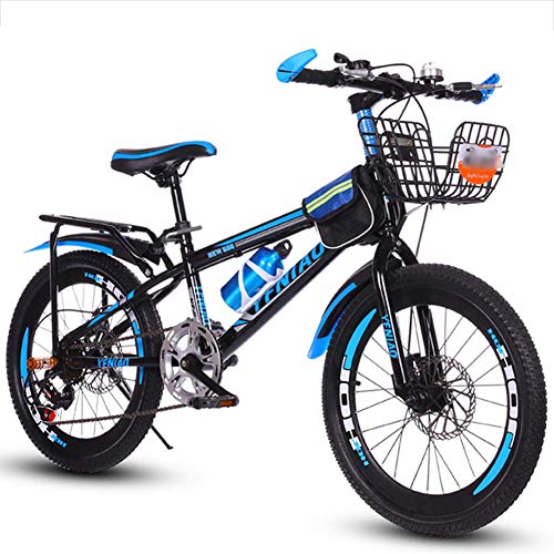 YANGSANJIN Kinder-Mountainbike-Fahrrad, Rahmen aus kohlenstoffhaltigem Stahl, Scheibenbremse, Verstellbarer Kindersitz für Junioren mit 7 Gängen