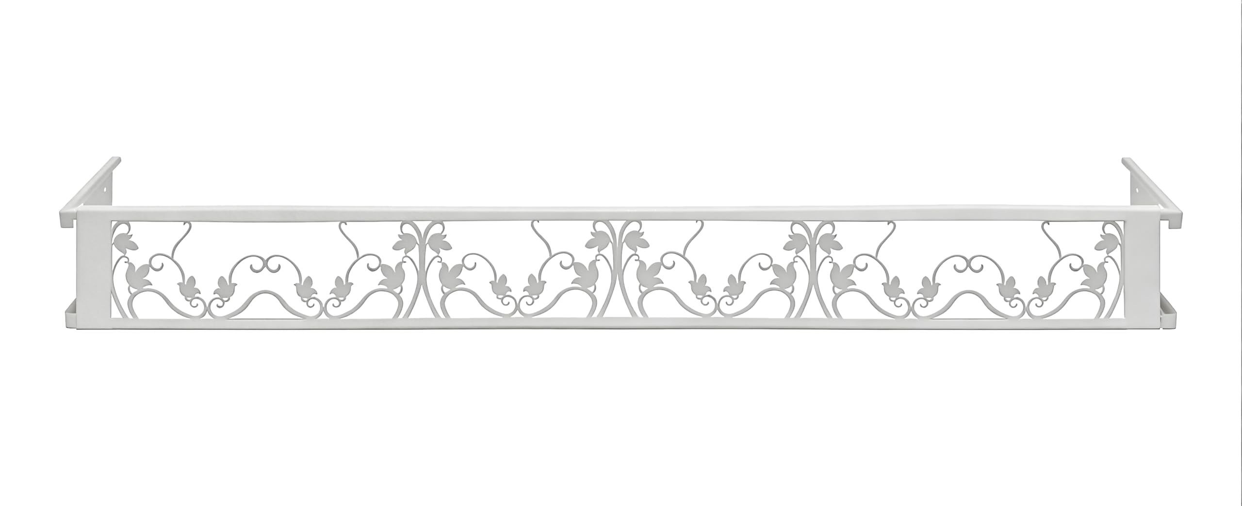 Balconcillo para Macetas, Balconcillo para Plantas, Portamacetas Ventana, Protector de macetas, Modelo Floral Extensible 140-200 cm, Blanco
