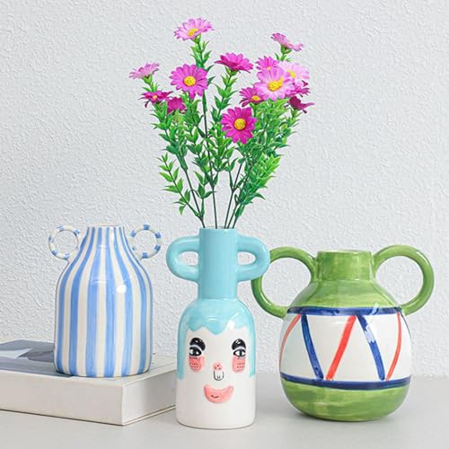 Image of Creations Decorative Flower Vase Photo Prop Porcelain Vase for Garden Entryway Farmhouse Blue White StripesHome & Garden|Home D?Cor|Vases