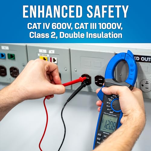 Jonard Tools ACM-1000 Digitales Zangenmessgerät, 1000V/1000A TRMS-Multimeter mit 45-mm-Klemme, berührungsloser Spannungsprüfer, misst AC/DC-Spannung, Strom, Durchgang, Frequenz und Kapazität