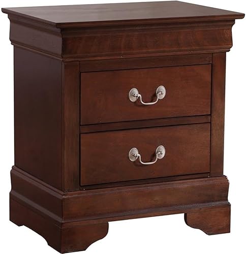 Miniatura 15 de Glory Furniture Louis Phillipe - Mesita de noche con 2 cajones, color blanco Blanco,Negro,Capuccino,Cereza,Gris,Roble,Rosado,plateado, (Silver