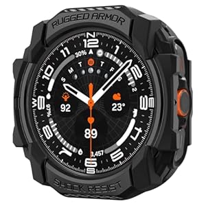 Spigen Rugged Armor Hülle Kompatibel mit Samsung Galaxy Watch Ultra 47mm (2024, 2025) - Matt Schwarz