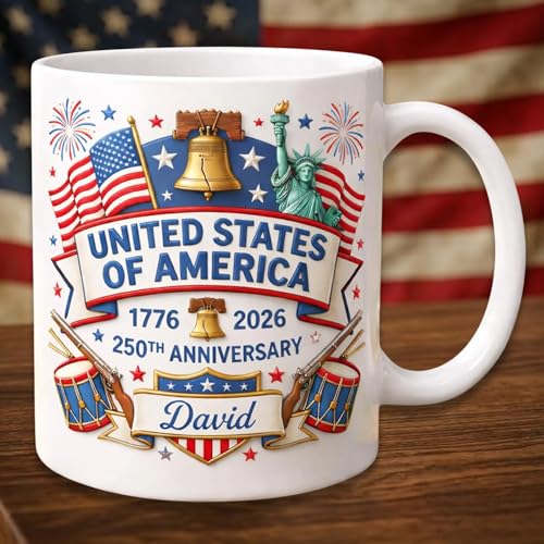 Taza Cerámica Personalizada Aniversario 250 EE.UU. miniatura 2