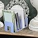 OSOLADY File Holder Desktop Organizer, 4-Compartment Vertical Bookshelf, Ice Blue Paper File Rack for Office Desk Document Storage