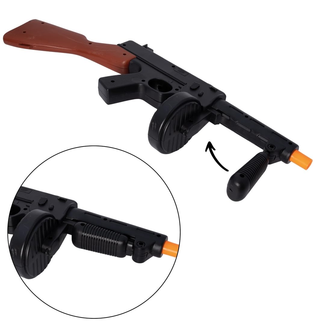 P'TIT CLOWN - Mitraillette Factice en Plastique - Accessoire Déguisement Braqueur, Gangster - Idéale pour Carnaval, Halloween, Cosplay, Fêtes Costumées (Mitraillette de Gangster - 50 cm)