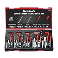 Zoomtools 131-teiliges Gewinde-Reparatur-Set, HSS-Bohrer, Gewindeeinsatz, Reparaturwerkzeug, metrisch M5, M6, M8, M10, M12