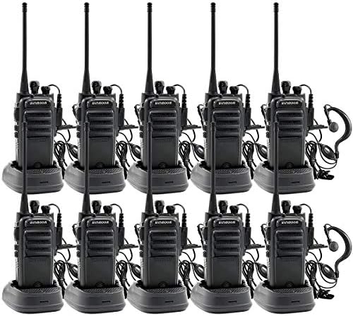 Winmoom Long Range Walkie Talkies FRS/GMRS Two Way Radios with Earpiece 2 Pack UHF Handheld Reachargeble Interphone for Security Guard Cruising Adults or Kids Li-ion Battery and Charger Included