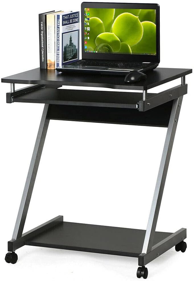Table d’Ordinateur à roulettes Portable en MDF+Fer Hauteur Réglable 71