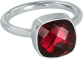 Garnet Ring, 92.5 Sterling Silver, Garnet Cushion Cut Ring, Garnet Jewelry, Promise Ring, Healing Stone Ring, January Birthstone, Dainty Ring, Boho Ring, Red Stone Ring, Stacking Ring, Birthday Gift