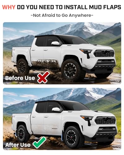 Image of Autorder Mud Flaps for Toyota Tacoma 2024-2026 Accessories All-Weather Splash Guards Protect Paint Mudflap No Drilling Required Mud Guard Body Kits for Tacoma Set 4PCS
