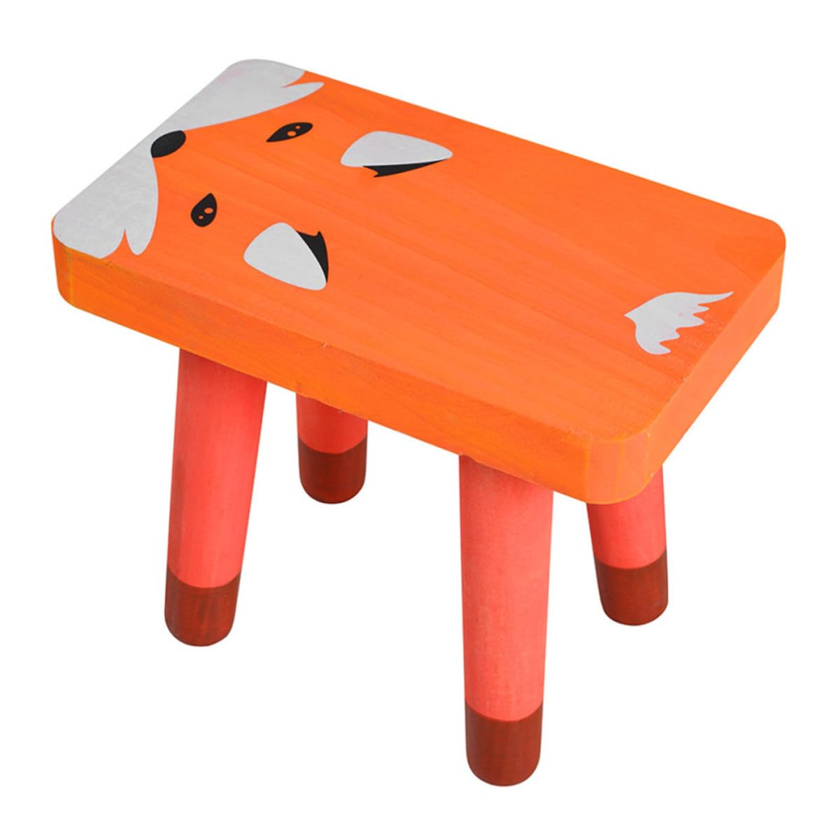 Tabouret garçon et filles en bois motif renard orange pour chambre