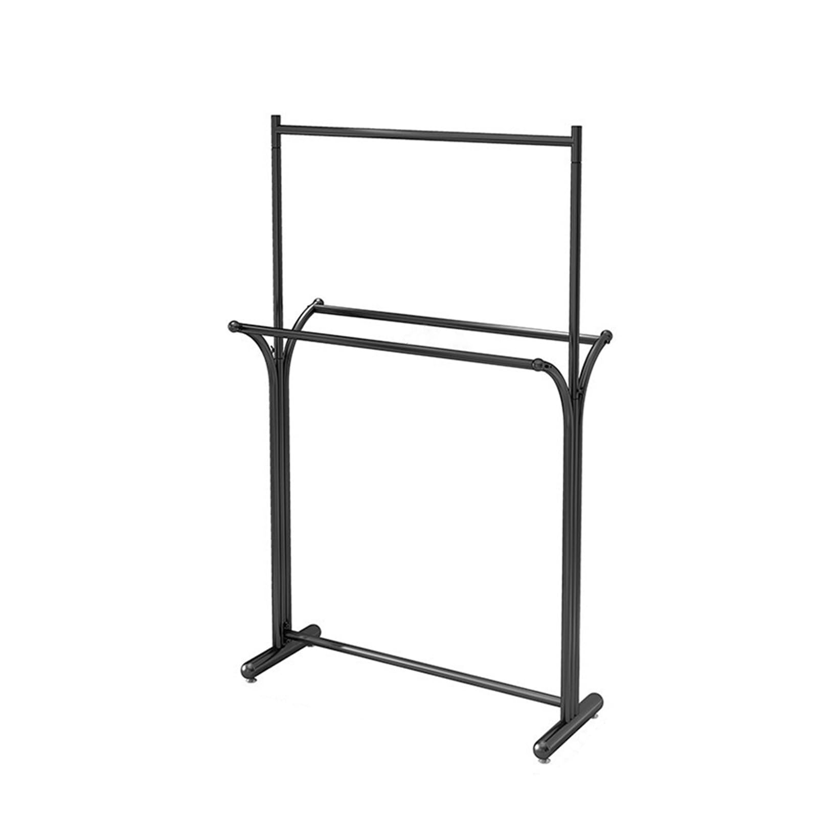 LJHFG63KUYT Clothes Rack Clothing Store Hangers, Nordic Double Row, Upper and Lower Double-layer Floor Racks, Single Pole Display Stand(Black,XL)