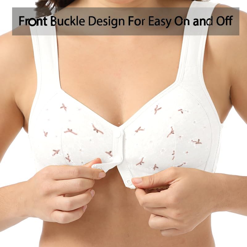 Image of Daisy Bras for Women, Front Snap Closure Padded Bra for Older Senior Women, No Underwire Comfortable Bra