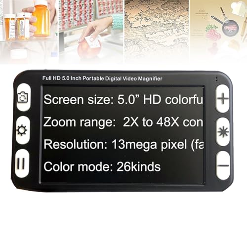 Loupe numérique portable tactile avec support pliable pour basse vision