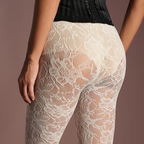 Image of Theater Women Lace Stockings | Stretchable | Comfortable Breathable Nylon Spandex | Warm and Soft Waistband | Free Size (S-4XL (24-48) In)