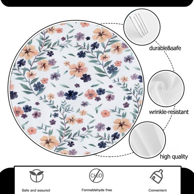 Miniatura 3 de Exquisite Floral Round Tablecloth White Table Cloth Decor Washable Table Cover with Wrinkle Resistant for Home Kitchen Dining Room Picnic Camping