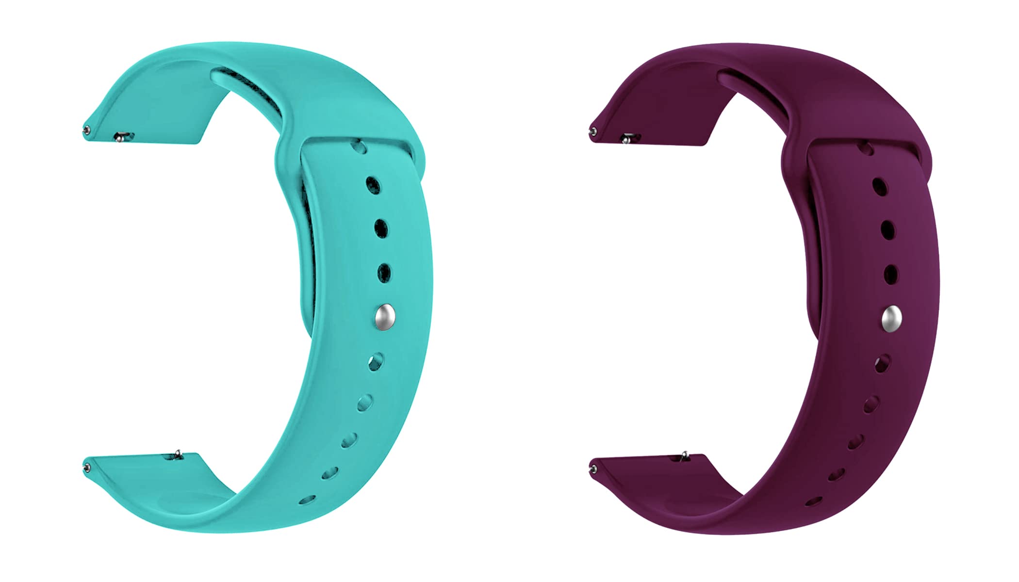 ACM Pack of 2 Watch Strap Silicone Belt 20mm Compatible with Garmin Venu Sq2 Smartwatch Sports Band (Light Blue/Burgundy Purple)-image-22