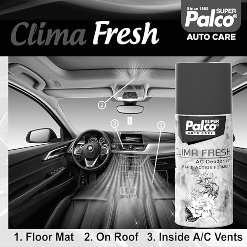 Image of PALCO Clima Fresh Car AC Deodorizer Spray 100ml - Car Air Refresher | AC Disinfectant, Odour Remover & Vent Freshener for Long-Lasting Fragrance