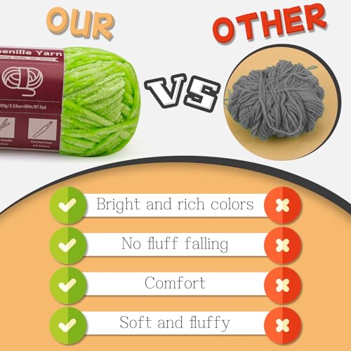 Image of Lunarm Chenille Yarn for Crocheting Knitting, 18 Pack of 100g /3.5oz Velvet Yarn Thick Soft Chunky Fluffy Weaving Plush for Blankets Clothes Pattern Creations 263 Yard(Blue Green Series)