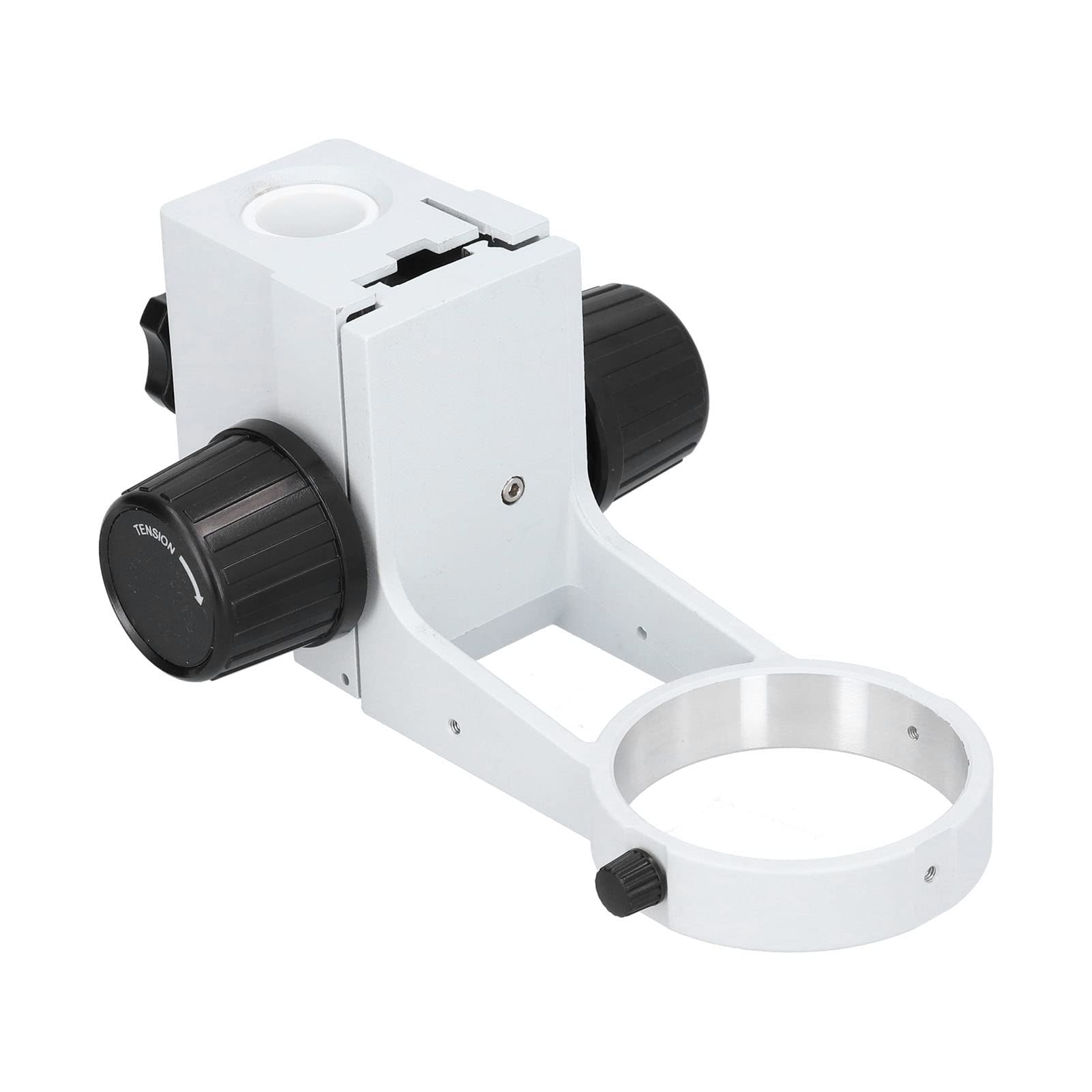 lyrlody Staffa di Messa a Fuoco per Microscopio Supporto di Messa a Fuoco per Microscopio in Lega di Alluminio con Anello da 76 Mm Rack Regolabile per Microscopi Stereo Binoculari Trinoculari