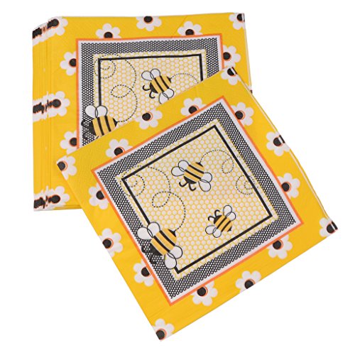 Fenteer Pacote com 20 peças de guardanapos descartáveis de papel de abelha, decoração de mesa para f