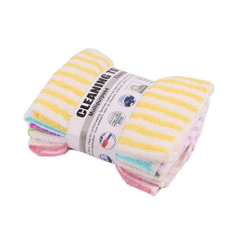 Home Sutra 5 Pack Microfiber Cleaning Cloths 40 Cm X 40 Cm Dish Cloth Kitchen Towel High Absorbent - Easy To Clean Quick Drying (Stripes), Multicolor (B0D18434MB) Amazon Price History, Amazon Price Tracker