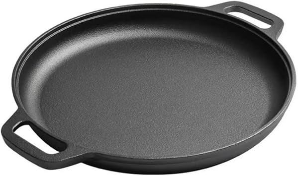Round Grilling Pan, Cast Iron Material, Professional Grill, Bakeware, Barbecue, Steak, Yakisoba, Mongayaki, Gas Stove, Thick Cast Iron Plate, Multifunctional Frying Pan, Make Your Cooking More Delicious, Easy to Clean Handle Bracket Diameter 35cm