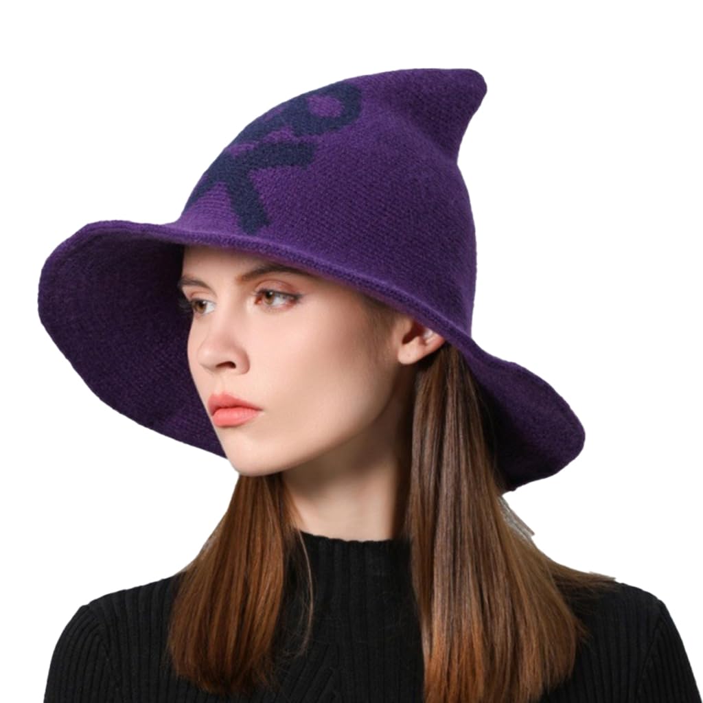 Obotsnoi Witch Hat Halloween Party Wizard Hat Festival Fancy Dress Hat Wide Border Hat for Stylish Party Purple