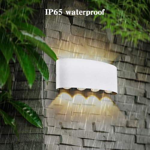 CHEVVY Aplique LED de Pared Interior/Exterior 8W Blanco Moderno Apliques de Pared LED Luz Blanca Cálida 3000K Luces led pared para Baño Jardín Dormitorio Pasillo Escaleras IP65 - imagen 5