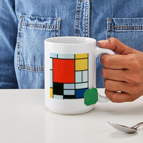 Taza de café de cerámica 15 oz con diseño Piet Mondrian miniatura 4