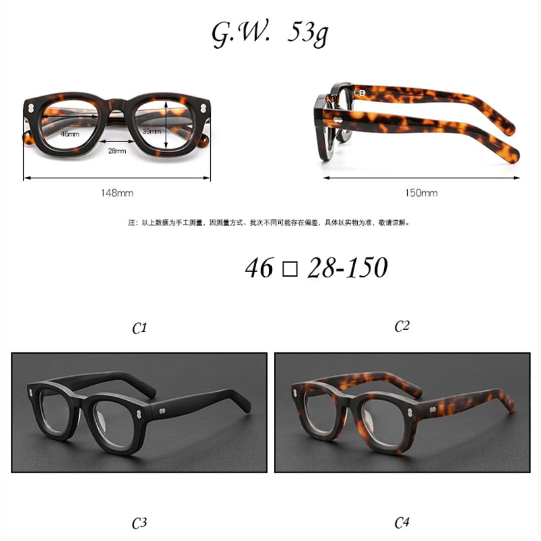 Montura de gafas de sol de acetato para hombre, gruesa, estilo retro, hechas a mano.