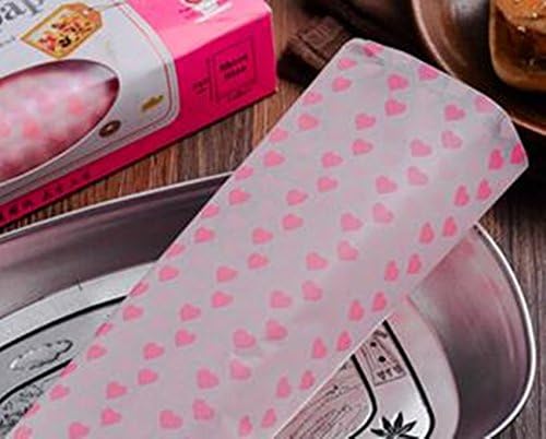 Sandwich wrapping paper 50 sheets Burger wax paper package Food anti-oil paper Baking nougat oil paper Donut paper bag ([Love] pattern)