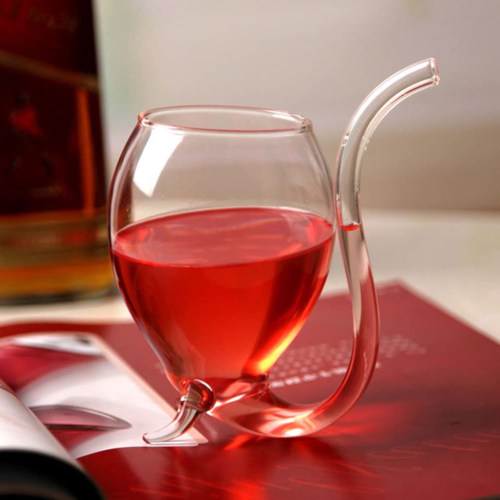 Glass Mugs 2pcs Vampire Wine Cup Red Wine Filter with Drinking Tube Straw Wine Decanter Mugs Cocktail Glasses for Home Bar Party Club 300ml Wine Sipper Wine Sipper Glass - Image 3