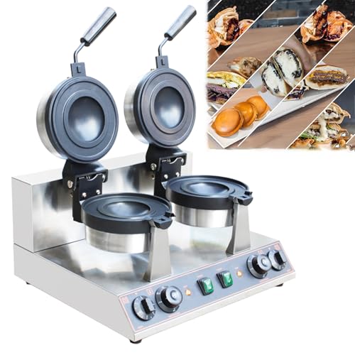 Commercial Waffle Maker Ufo Burger Maker1300W,Stainless Steel Body, Dual-Sided Heating, Adjustable Temp & Timer, 110V/220V