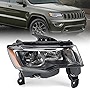 FIONE - For Jeep Grand Cherokee Headlight Assembly 2016 2017 2018 2019 2020 [Halogen Model] Chrome Housing Projector Headlights Headlamps Right Passenger Side RT 68266646AD, CH2503309 DOT Certified