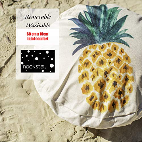 Nooksta Cushion Only for Macrame Hanging Chair - Thick Cushion for Hanging Chairs for bedrooms. Make Indoor Hanging Chair and Ceiling Chair More Comfortable. 60cm Diameter Round IvoryPineapple - Thumbnail 2