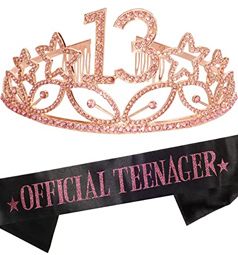 13th Birthday, 13 Birthday Tiara Pink, 13th Birthday Decorations for Girls, 13 Tiara, 13th Crown Birthday, 13 Birthday Sash, 13th Birthday Tiara, 13th Birthday Sash, 13 Sash and Tiara, 13 Crown