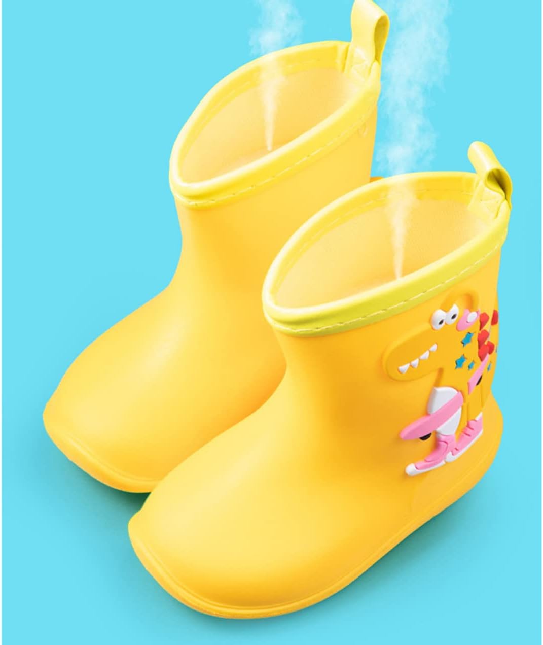 [GZGZ] 長靴 レインブーツ キッズ おしゃれ 恐竜 ショート 男の子 女の子 ジュニア ロング 雪遊び 防水性が高く冬でも固く