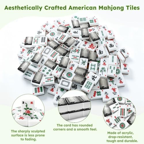 American Mahjong Set 166 fichas acrílico con bolsa miniatura 6