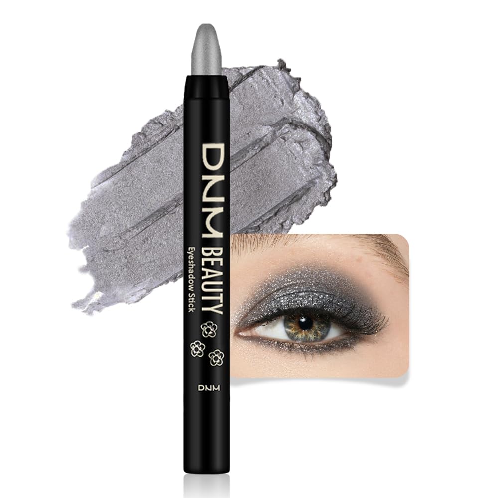 evpctDazzling Grey Shimmer Cream Eye Shadow Brightener Sticks Set for Eyes, Grey Shimmery Matte Pencil Eye shadow Applicator Stick Pen Palette Makeup Waterproof sombras en crema para ojos 02#