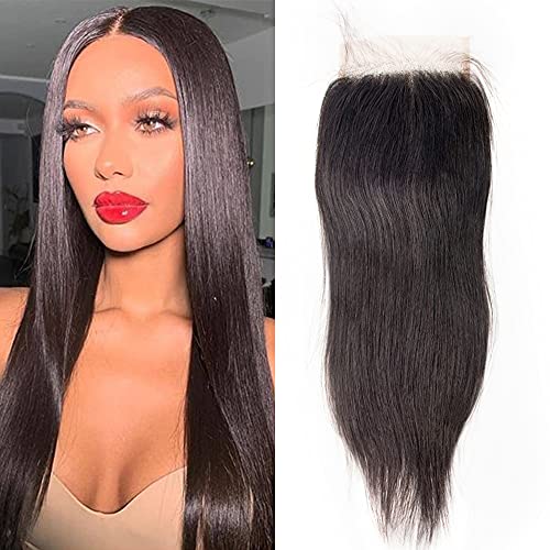 G GHAIR 5x5 Swiss Lace Closure 100% Human Hair Unprocessed Brazilian Straight Hair Top Grade 16A Free Part Closure, Swiss Lace Closure 20 Inch