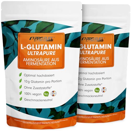 L-Glutamin Pulver 1000g vegan, optimal hochdosiert & geschmacksneutral, L-Glutamin ohne Zusatzstoffe, ultrapure mit über 99,9% Reinheit, L-Glutamine aus Fermentation, laborgeprüft, Vorrat für 100 Tage
