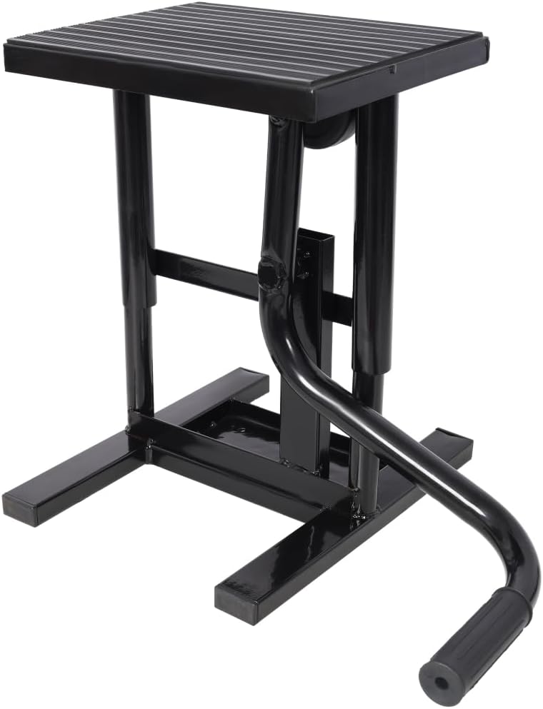 Dirt Bike Stand Lift, Portable Adjustable Motorcycle Jack Stand, Steel Construction, Stable Maintenance Platform, 330LBS Capacity, 2025 Upgrade for Motocross & Mini Bikes (Black + Steel)